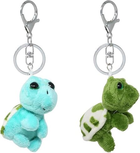 2PCS Cute Sea Creatures Turtle Keychain Adorable Plush Key Ring Lovely Cartoon Animal Keychian Cute Bag Pendant for Women in Saudi Arabia