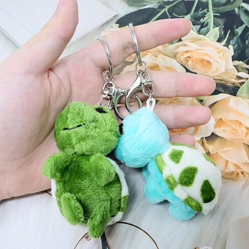 2PCS Cute Sea Creatures Turtle Keychain Adorable Plush Key Ring Lovely Cartoon Animal Keychian Cute Bag Pendant for Women in Saudi Arabia