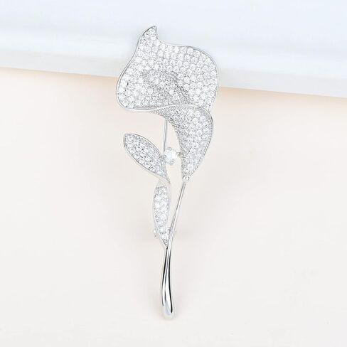 YYBONNIE Crystal Tulip Flower Pin Brooch Rhinestone Lily Floral Jewelry Suit Breastpin for Women Bridal in Saudi Arabia