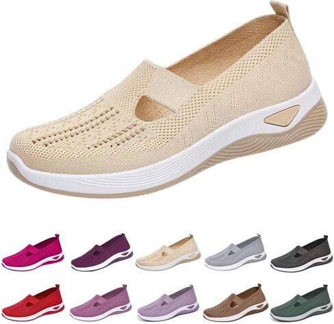 Orthopedic Walking Shoes for Women,2025 New Orthowalkway Womens Shoes,Woven Orthopedic Breathable Walking Sneaker Non-Slip Arch Support Slip on Shoes in Saudi Arabia