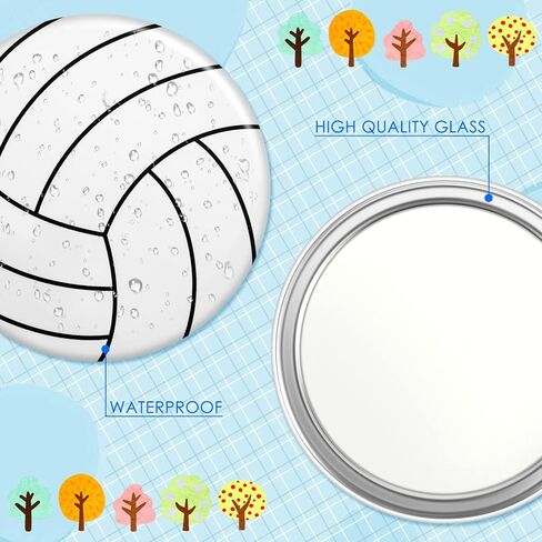 Taiyin 18 Pcs Ball Gifts for Girls Team Compact Mirror Accessories Ball Party Supplies Women Sport Round Pocket Portable Makeup Mirror 2.76 Inch (Volleyball) in Saudi Arabia