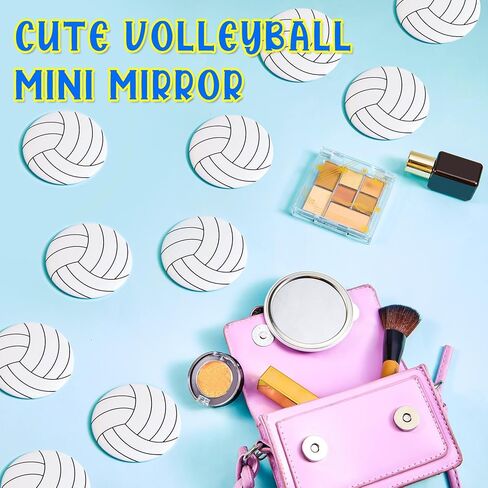 Taiyin 18 Pcs Ball Gifts for Girls Team Compact Mirror Accessories Ball Party Supplies Women Sport Round Pocket Portable Makeup Mirror 2.76 Inch (Volleyball) in Saudi Arabia