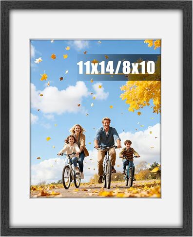 إطار صورة HIERYQHE مقاس 11 × 14 مع زجاج مقاوم للكسر، صور عرض مقاس 8 × 10 مع حصيرة أو 11 × 14 بدون حصيرة، أدوات تعليق لكل من المواضع الرأسية والأفقية، أسود (1) in Kuwait