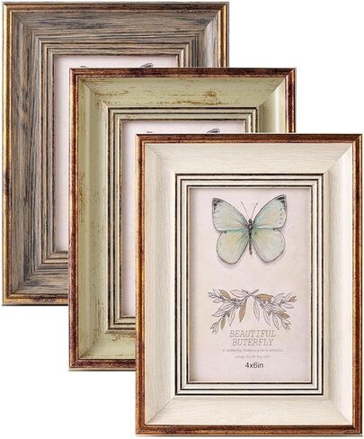 مجموعة إطارات صور PSLXZXK مقاس 5x7 مكونة من 3 إطارات صور ريفية مع زجاج حقيقي لعرض الطاولة أو التثبيت على الحائط in Kuwait