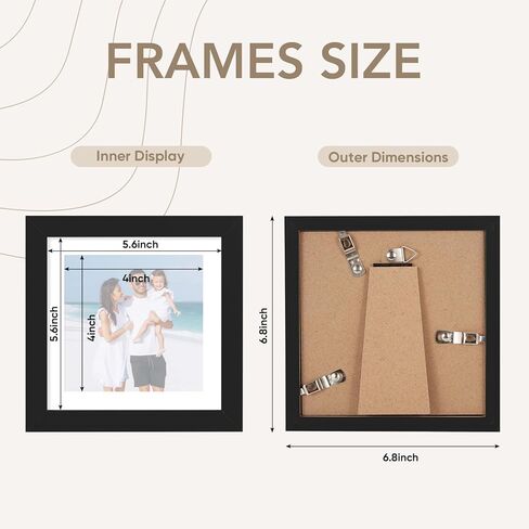 إطارات صور TWING مقاس 6 × 6 مكونة من 3 قطع، إطارات سوداء مقاس 6 × 6 تعرض صورة 4 × 4 مع حصيرة، إطار صورة مربع للعائلة على الطاولة أو التثبيت على الحائط، هدية مثالية لعيد الأم/عيد الميلاد in Kuwait