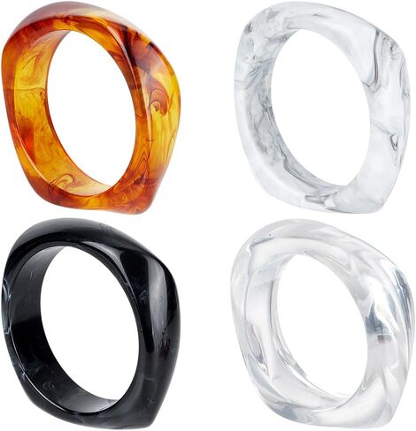 UNICRAFTALE Acrylic Resin Bangle Retro Wide Geometric Bracelets Fashion Wrap Bracelet Colorful Irregular Wrists Bracelets Transparent Square Bracelet for Women in Saudi Arabia