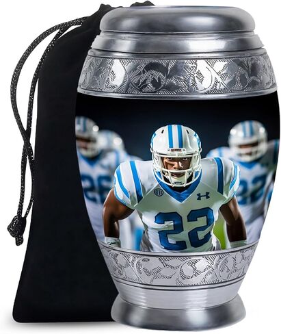 KARYLIZ Football Player Urn for Ashes - Blue Sports Urns - Large Urns for Human Ashes Adult Man - Funeral Companion Urn for Adult Male 10 Inch in Saudi Arabia