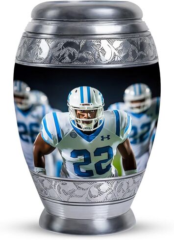 KARYLIZ Football Player Urn for Ashes - Blue Sports Urns - Large Urns for Human Ashes Adult Man - Funeral Companion Urn for Adult Male 10 Inch in Saudi Arabia
