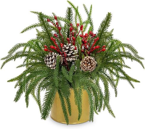 Briful 20PCS Christmas Norfolk Pine Branches Real Touch Norfolk Pine Stems DIY Crafts Artificial Christmas Norfolk Pine Branches for Xmas Garland Wreaths Indoor Outdoor Decor(22.5 Inches) in Kuwait