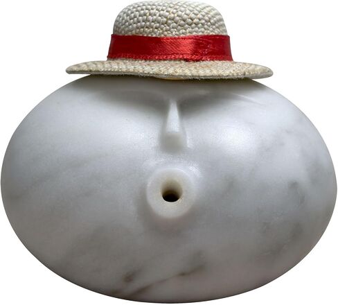 Stone Figure Incense Burner, Marble Backflow Incense Holder with Metal Pad & Mini Hat, Zen Meditation Decor, Modern Home Office Altar Statue, Unique Gift in Black & White (Black) in Saudi Arabia