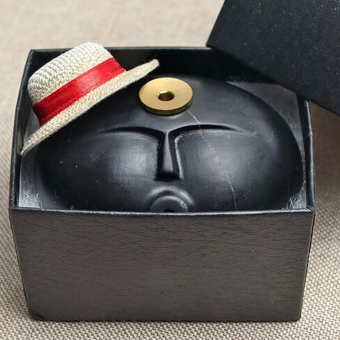 Stone Figure Incense Burner, Marble Backflow Incense Holder with Metal Pad & Mini Hat, Zen Meditation Decor, Modern Home Office Altar Statue, Unique Gift in Black & White (Black) in Saudi Arabia