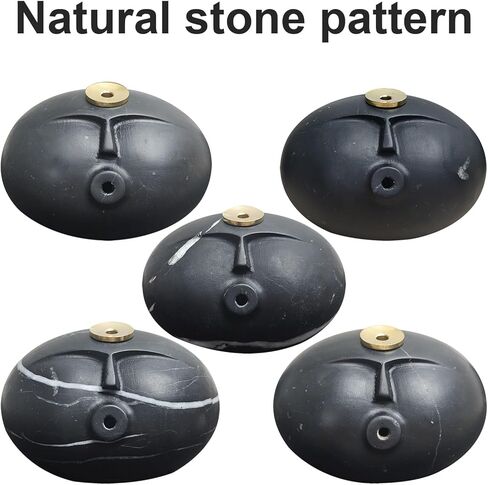 Stone Figure Incense Burner, Marble Backflow Incense Holder with Metal Pad & Mini Hat, Zen Meditation Decor, Modern Home Office Altar Statue, Unique Gift in Black & White (Black) in Saudi Arabia