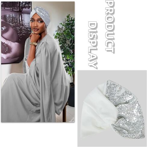 Sequined Turban Head Wrap, Gold Glitter Evening Headpiece, Stretch Fabric,Hats Used to Cover The Hair of Cancer Patients in Saudi Arabia