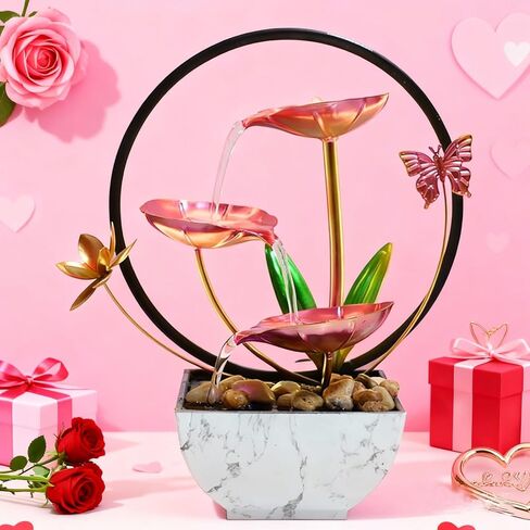 نافورة شلال سطح المكتب الداخلية Qingying GE ، نافورة سطح المكتب ذات الطبقات المكونة من 3 طبقات ، وصخور نهر طبيعية وإضاءة عاكسة ، مناسبة للزخارف المنزلية والمكتبية ، نحت النحت in Kuwait