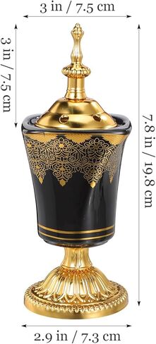 SEWACC Electric Incense Burner, Plug-in Ceramic Censer, Metal Incense Holder for Home Decor, Desktop Burner, 7.67 x 2.95 Inches, US Plug in Saudi Arabia