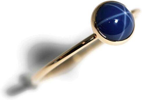 Salish Sea Inspirations 6mm Created Blue Star Sapphire Ring 14K Gold Filled Skinny Band Sizes 5-8 in Kuwait