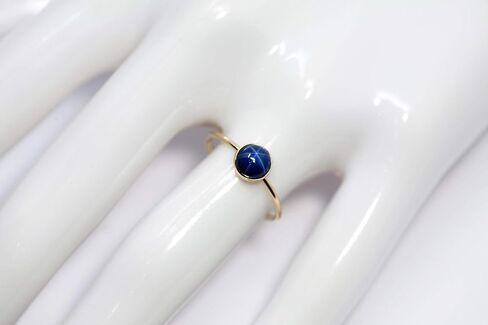 Salish Sea Inspirations 6mm Created Blue Star Sapphire Ring 14K Gold Filled Skinny Band Sizes 5-8 in Kuwait