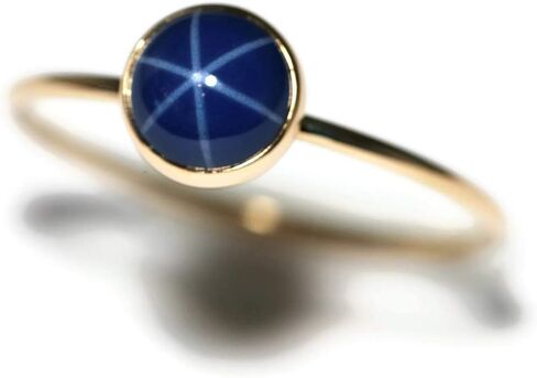 Salish Sea Inspirations 6mm Created Blue Star Sapphire Ring 14K Gold Filled Skinny Band Sizes 5-8 in Kuwait