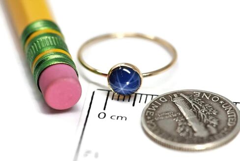 Salish Sea Inspirations 6mm Created Blue Star Sapphire Ring 14K Gold Filled Skinny Band Sizes 5-8 in Kuwait