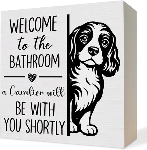 ATBWGT Funny Dachshund Bathroom Wooden Box Sign, Weiner Dog Bathroom Decor, Dachshund Wood Block Plaque Signs for Bath Room Toilet Restroom Desk Table Shelf Decor, 5x5 Inch in Saudi Arabia