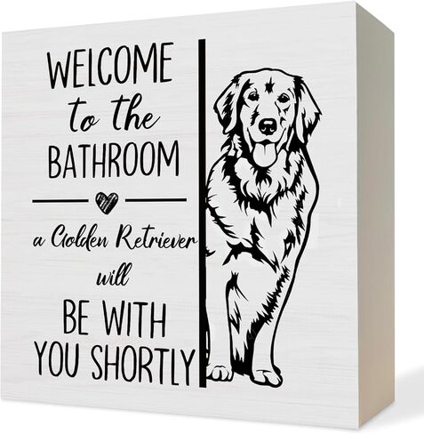 ATBWGT Funny Dachshund Bathroom Wooden Box Sign, Weiner Dog Bathroom Decor, Dachshund Wood Block Plaque Signs for Bath Room Toilet Restroom Desk Table Shelf Decor, 5x5 Inch in Saudi Arabia