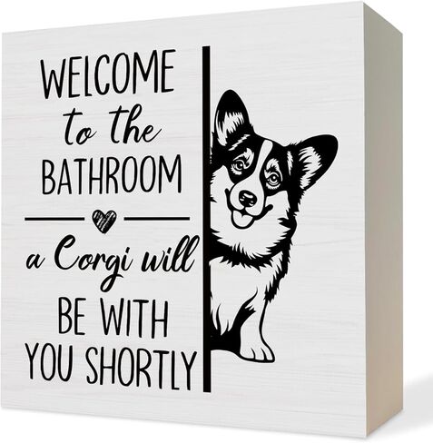 ATBWGT Funny Dachshund Bathroom Wooden Box Sign, Weiner Dog Bathroom Decor, Dachshund Wood Block Plaque Signs for Bath Room Toilet Restroom Desk Table Shelf Decor, 5x5 Inch in Saudi Arabia