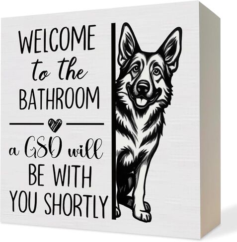 ATBWGT Funny Dachshund Bathroom Wooden Box Sign, Weiner Dog Bathroom Decor, Dachshund Wood Block Plaque Signs for Bath Room Toilet Restroom Desk Table Shelf Decor, 5x5 Inch in Saudi Arabia