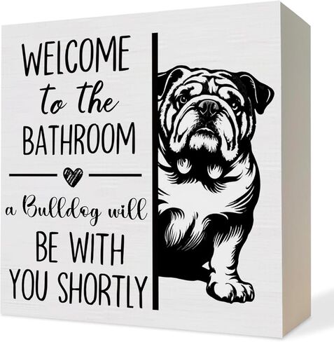 ATBWGT Funny Dachshund Bathroom Wooden Box Sign, Weiner Dog Bathroom Decor, Dachshund Wood Block Plaque Signs for Bath Room Toilet Restroom Desk Table Shelf Decor, 5x5 Inch in Saudi Arabia