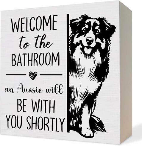 ATBWGT Funny Dachshund Bathroom Wooden Box Sign, Weiner Dog Bathroom Decor, Dachshund Wood Block Plaque Signs for Bath Room Toilet Restroom Desk Table Shelf Decor, 5x5 Inch in Saudi Arabia