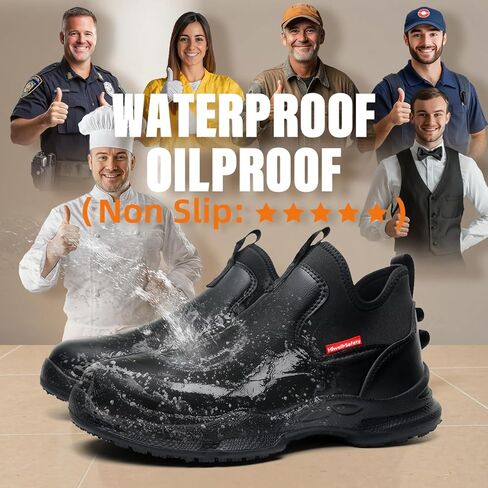 Hiwell Chef Shoes Waterproof Oilproof Comfortable Anti Slip Shoes for Men, Food Service Chef Kitchen Non Slip Work Shoe in Saudi Arabia