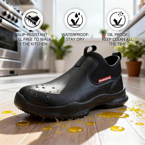 Hiwell Chef Shoes Waterproof Oilproof Comfortable Anti Slip Shoes for Men, Food Service Chef Kitchen Non Slip Work Shoe in Saudi Arabia