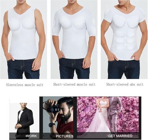 WYGWBD Men Fake Muscles Vest Shaper Padded Chest Undershirts for Build Realistic Muscles Underwear in Saudi Arabia