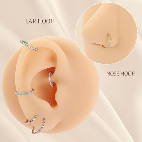 AROWRO أقراط الغضروف للنساء والرجال حلقات الأنف الأطواق محارة ثقب المجوهرات اللولب هوب Daith Rook Tragus الفولاذ الجراحي مع أوبال زركونيا مكعب الذهب 16G 18G 20G in Kuwait