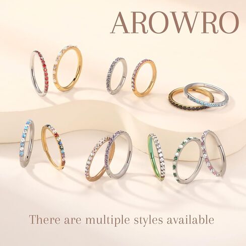 AROWRO أقراط الغضروف للنساء والرجال حلقات الأنف الأطواق محارة ثقب المجوهرات اللولب هوب Daith Rook Tragus الفولاذ الجراحي مع أوبال زركونيا مكعب الذهب 16G 18G 20G in Kuwait
