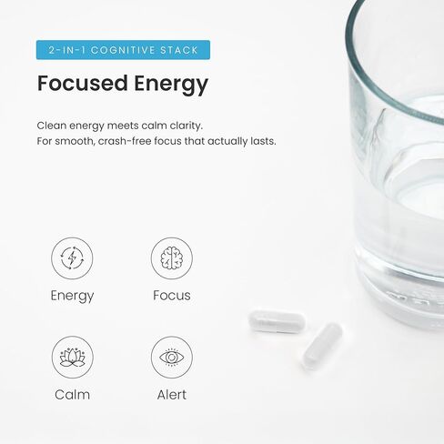 Caffeine Pills with L-Theanine - 180 Energy Pills for Women & Men - Clean & Long-Lasting Focused Energy - Sustained Release 100mg Caffeine + 200mg L Theanine - No Crash Capsules, Vegan Supplement in Saudi Arabia