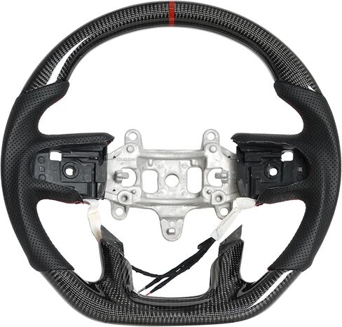 Real Carbon Fiber Replacement Steering Wheel for 2012-2017 Dodge RAM 1500 D-Shaped Flat Bottom Design, NAPPA Perforated Leather Sides & Ergonomic Grip in Saudi Arabia