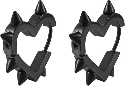 القوطي أقراط الأسود القلب الشرير طقم من الحلقان Y2k ايمو مجوهرات مجوهرات بديلة للنساء الجرونج أقراط سبايك أقراط هدايا للرجال in Kuwait