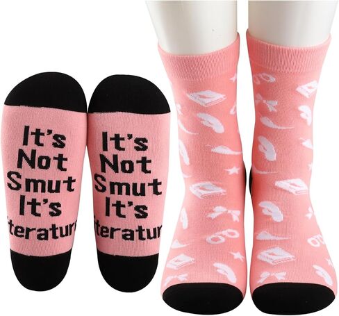 MBMSO Smutty Book Lovers Gifts 2 Pairs It's Not Smut It's Literature Socks Spicy Book Merch Dark Romance Gift for Smut Reader in Saudi Arabia
