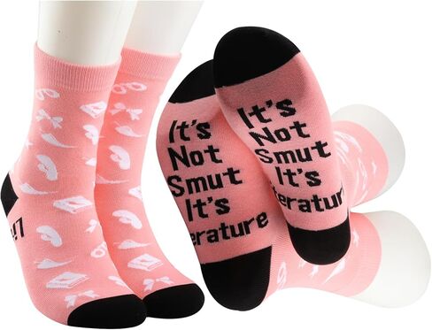 MBMSO Smutty Book Lovers Gifts 2 Pairs It's Not Smut It's Literature Socks Spicy Book Merch Dark Romance Gift for Smut Reader in Saudi Arabia