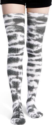 Moon Wood Women Thigh High Socks Extra Long Tie-Dye Warm Long Leg Warmers in Saudi Arabia