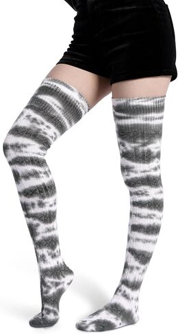 Moon Wood Women Thigh High Socks Extra Long Tie-Dye Warm Long Leg Warmers in Saudi Arabia
