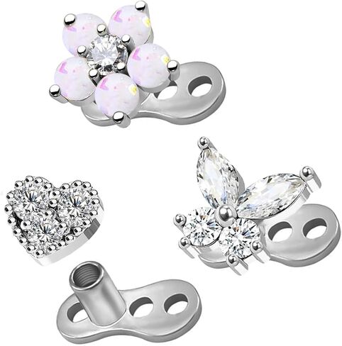 CHARMONLINE 14G Heart Leaf Butterfly Flower Dermal Anchor Tops 316L Surgical Steel Dainty Crystal Microdermals Body Piercings Studs Punk Personalized Jewelry for Women in Kuwait