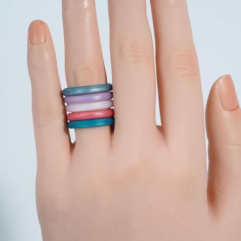 icooci 10 Pack Silicone Stackable Rings - Women's Modern Promise Rings, 2.5mm Wide, 2mm Thick in Saudi Arabia