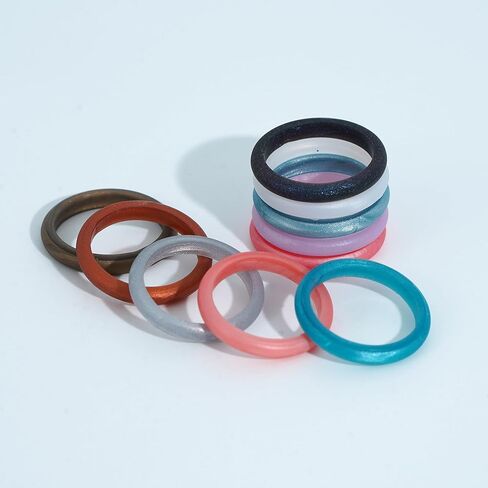 icooci 10 Pack Silicone Stackable Rings - Women's Modern Promise Rings, 2.5mm Wide, 2mm Thick in Saudi Arabia