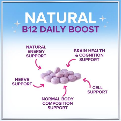 Hello Lovely! B 12 Vitamin Chewables 1000 mcg - B12 Complex with Heart & Nerve Energy Health Support - Vitamin B-12 Complex for Adults with Immune Health Support - Bottled in USA - 60 Chewables in Saudi Arabia