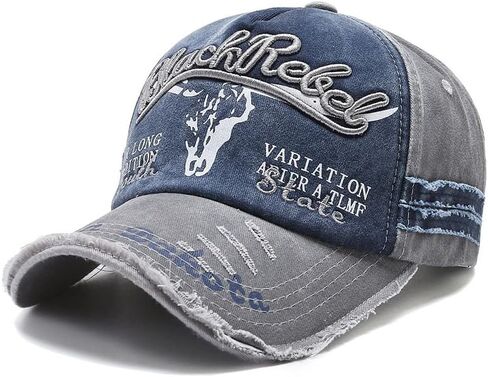 1 PCS Vintage Patchwork Letter Embroidered Baseball Cap-Denim Folded Rim Washed Sun Hat Adjustable Unisex in Saudi Arabia