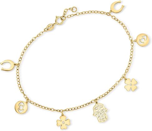 RS Pure by Ross-Simons Italian 14kt Yellow Gold Good Luck Charm Bracelet in Saudi Arabia