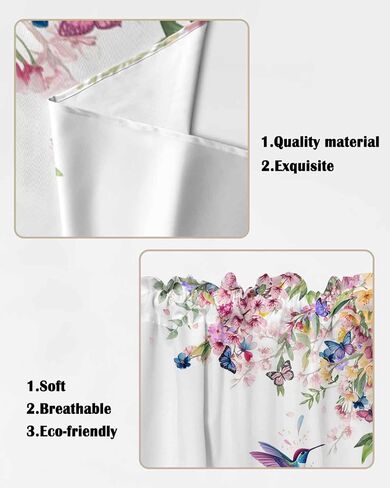 Flower Swag Valance Curtain,Watercolor Cherry Blossom Swag Curtains Rod Pocket Valances for Windows,Hummingbird Floral on White Swag Topper Kitchen Valance for Bedroom/Living Room/Bathroom in Saudi Arabia