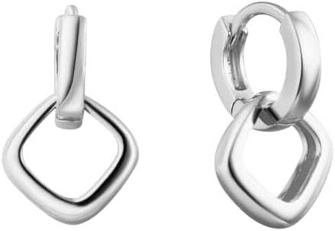 CAITLYNMINIMALIST 18K Gold Sterling Silver Double Link Drop Pave Duo Hoop Huggie Earrings Bold Jewelry for Women in Saudi Arabia