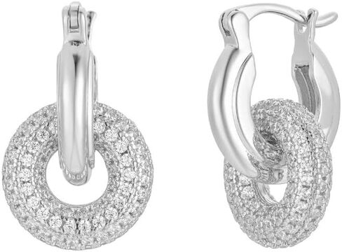 CAITLYNMINIMALIST 18K Gold Sterling Silver Double Link Drop Pave Duo Hoop Huggie Earrings Bold Jewelry for Women in Saudi Arabia